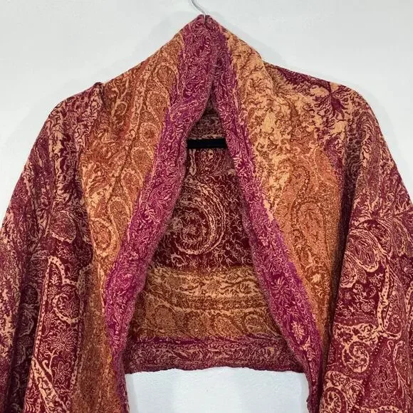 LUCKY Scares scarfs paisley print Fringes Boho Hippie red/gold Wool one size - Picture 2 of 7